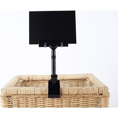 Erasable PVC Black Card Supermarket Price Tag Display Blackboard Sign Clip Promotional Plastic Label Holder SN3669