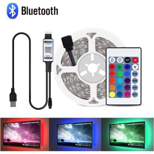 RGB LED Strip Light USB 2835 SMD DC5V Flexible LED Light Ribbon TV Desktop Screen BackLight Lamp Diode Tape Bluetooth Controller