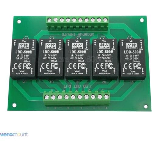 Meanwell LDD 5UP 500H DC - DC Constant Current Step-Down LED Driver +PCB Board For DIY 5 Channel Aquarium Fish Tank Led Emitter