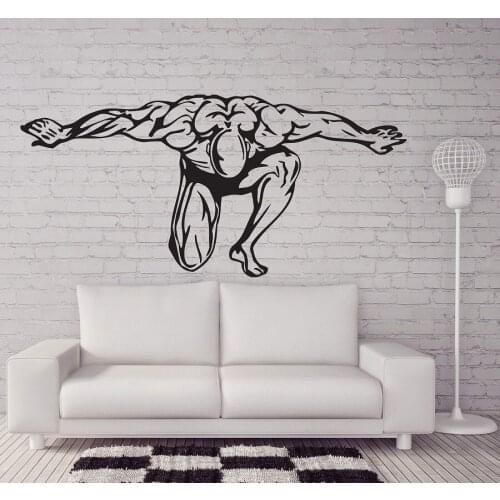 Fitness enthusiast Bodybuilding fitness vinyl wall stickers Fitness Club youth dormitory bedroom home decoration wall decal 2GY6