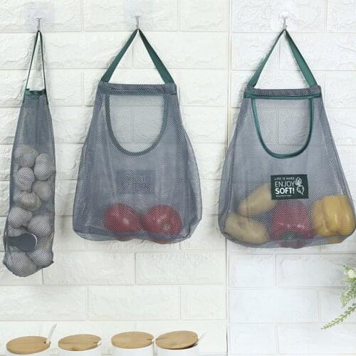Fruit Vegetable Moisture Proof Mildew Net Shopper Bag Wall Storage Bag Portable Breathable Ginger Garlic Bag Kitchen Organizer