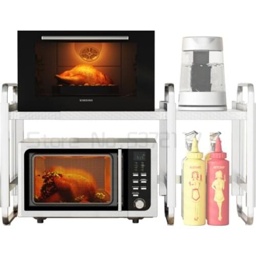 Retractable kitchen microwave oven shelf table multi functional household oven shelf double integrated storage rack
