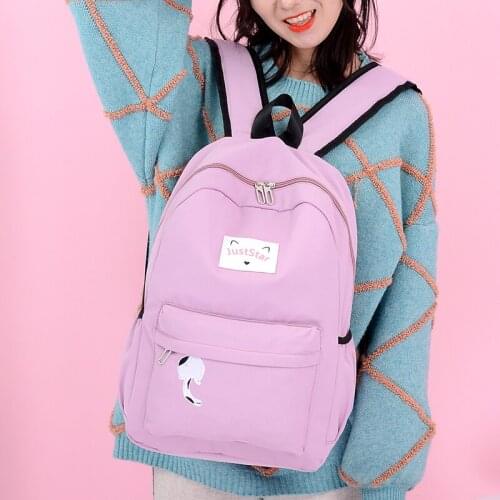 Women Canvas Backpacks Candy Color Waterproof School Bags for Teenagers Girls Laptop Backpack