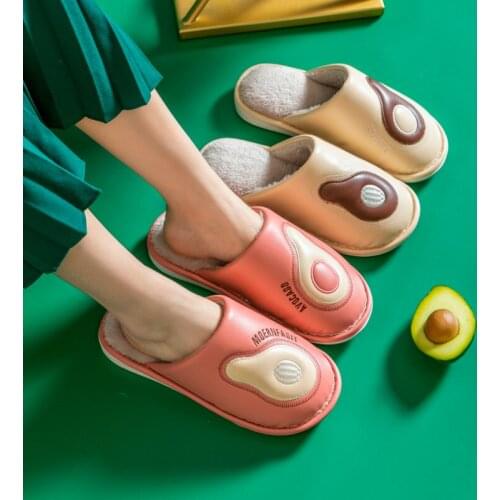Women Winter Home Avocado Slippers Cartoon House Shoes Non-slip Soft Warm House Slippers Indoor Bedroom Couples Floor Autumn
