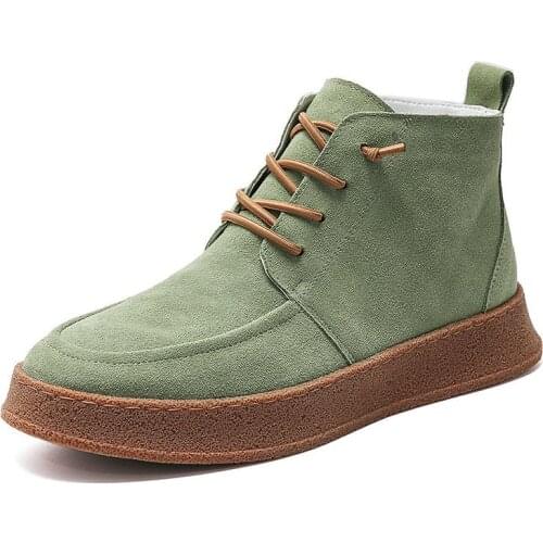 Snow Boots Mens Cotton Shoes Cowhide Reverse Side New Fashion Warm Fur One High-top Shoes Non-slip Wear-resistant Waterproof