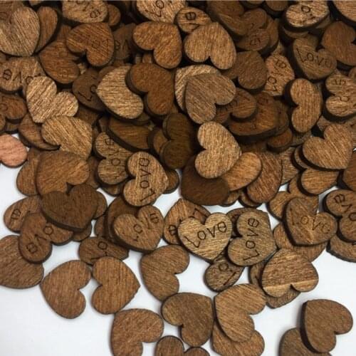 100PCS Mini Wooden Love Heart Wedding Table Scatter DIY Craft Accessories Rustic Wedding Party DIY Decoration Favor Scrapbooking
