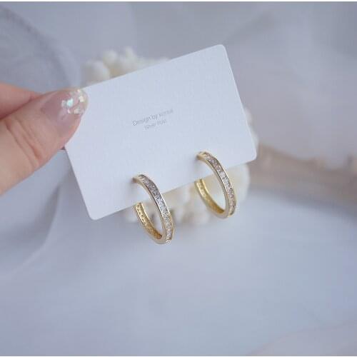 14k Real Gold Fashion Jewelry Round Crystal Exquisite Simple Stud Earrings for Woman Holiday Party Elegant Zircon Earring