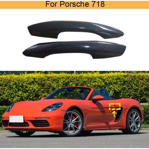 Car Door Handle Covers Trims For Porsche 718 Boxster Cayman 2016 - 2020 Side Door Trims Covers 2 PCS Real Carbon Fiber