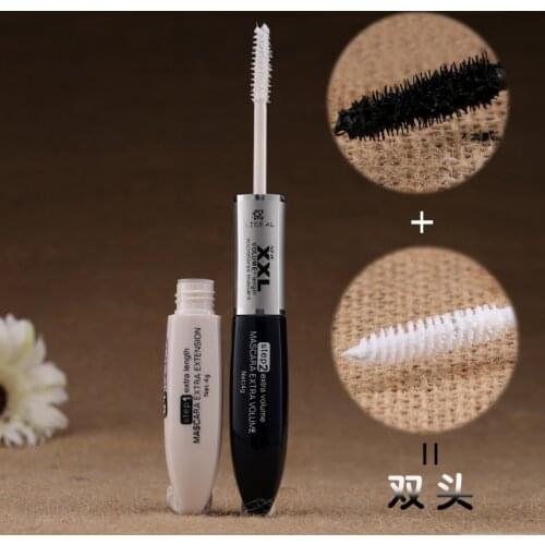 2 IN 1 4D Silk Fiber Lash Mascara Black Mascara Waterproof Silk Fiber Volume Double Lengthening Curling Eye Mascara