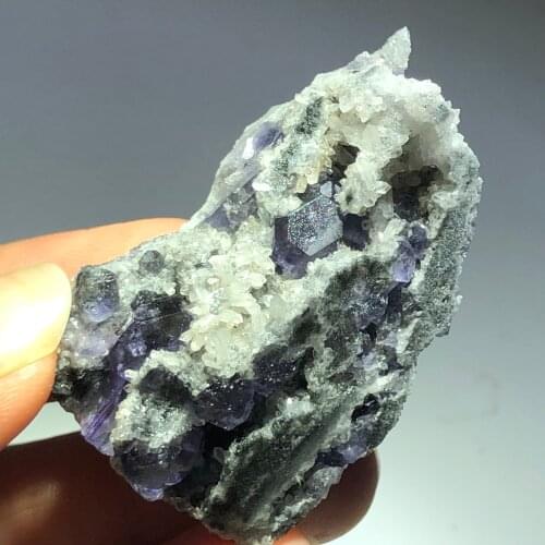21.5gTanzanian blue fluorite and crystal symbiotic mineral stone decoration and restoration of energy geology teaching specimen