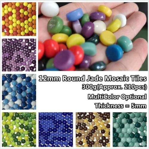 300g(Approx. 210pcs) 12mm Round Jade Mosaic Tiles DIY Mosaic Making Tile Glazed Circel DIY Craft Materials Multi Colors Optional