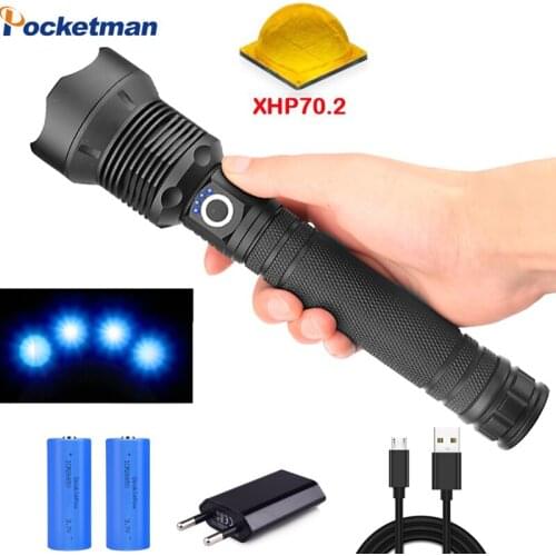 8000 lumens Lamp xhp70.2 most powerful flashlight Best Camping, Outdoor usb Zoom led torch xhp70 xhp50 18650 or 26650 battery