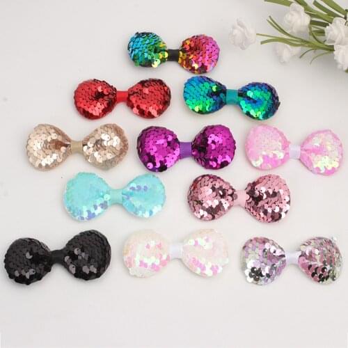 5pcs/set Glitter Bowknot Patch Sequin Patches for Clothes Hair Clip Decor Glue Sew on Nonwoven Bows Applique for Children