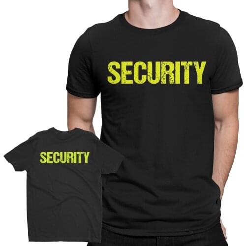 Security T-Shirt Mens Neon Tee Staff Event Front & Back Print cotton men t-shirts bigger size 4XL 5XL sbz8148