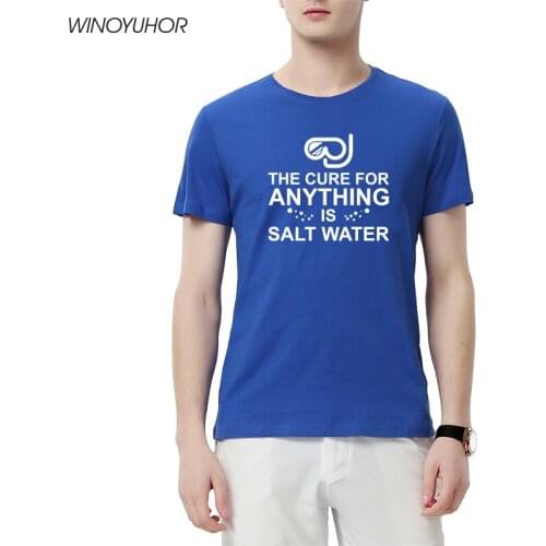 The Cure For Anything Is Salt Water T-shirts Men Funny Scuba Dive Print Cotton T Shirt For Men Summer Short Sleeve Tops Tee