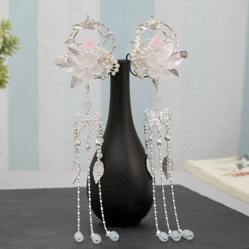 GETNOIVAS Chinese Classical Long Tassel Pendant Girls Hair Clips Flower Leaves Shape Hairpin Fairy Hair Jewelry Hair Accessories