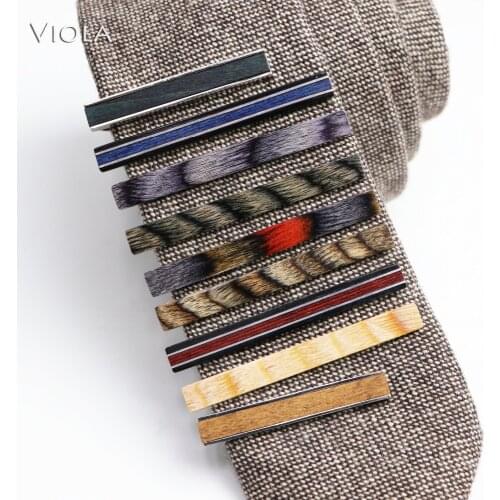 Classy Wooden Metal Tie Clips 6cm&4.5cm Trendy Men Accessories Male Business Banquet Bar Casual Necktie Clips Clasp Mens Gift
