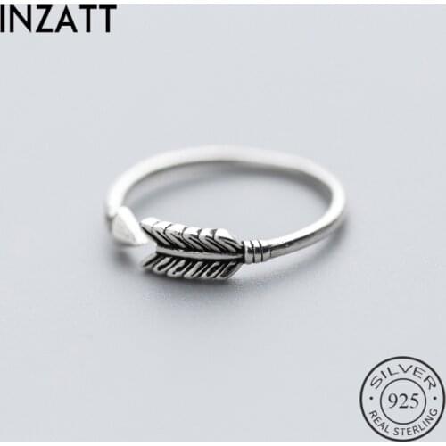 INZATT Vintage Cupids Arrow Shape Authentic 925 Sterling Silver Ring Romantic Adjustable Women Engagement Fine Jewelry Gift