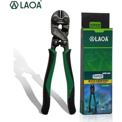 LAOA Bolt Cutters 8 Inch Cr-Mo Steel Round Nose Scissors 58HRC With Black Coating Treatment Wire Cutter