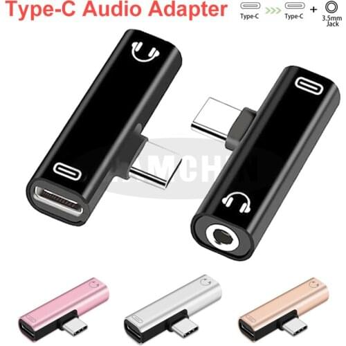 Mini Type C Audio Adapter For Huawei Samsung 2 in 1 Type C to TypeC Type-C to 3.5mm Jack headphone Cable Usb C Charging Adapter