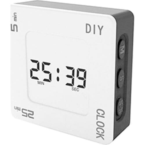 Multifunctional DIY Time Management Timer Creative Square Alarm Clock Vibration Alarm Flashing Backlight Timer Reminder