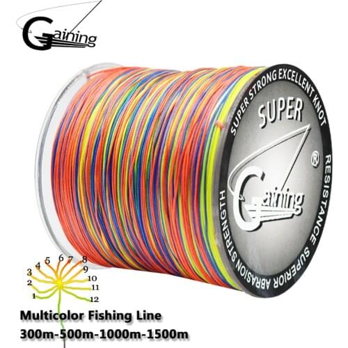 Gaining 300M 500M 1000M 1500M 12 Strands 35-180LB PE Braided Fishing Wire Multifilament Super Strong Fish Line Multicolor