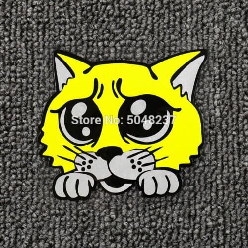FASP PVC fluorescent sticker Silver yellow Cat Decal for motorcycle car Suitcase Refrigerator etc