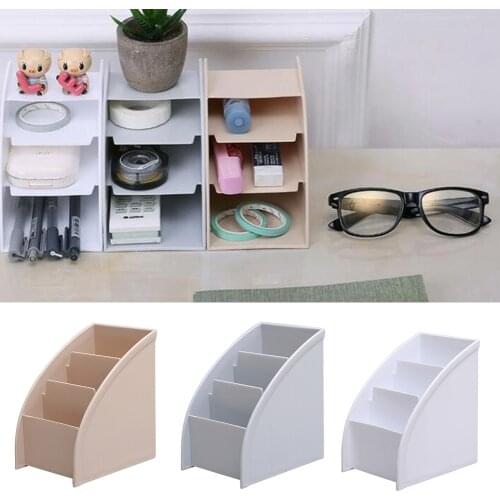 Multi-Functional Trapezoid Organizer Remote Control Storage Box Mobile Phone Holder Makeup Storage Case Desk Decor