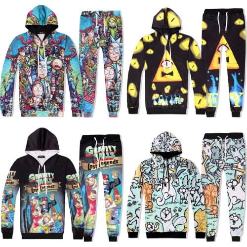 2021 Mens Womens Sports Jogging 3D Octopus White Cat Printed Cartoon Anime Hip-hop Hooded Sweatshirts Sweatpants Tracksuits Sets