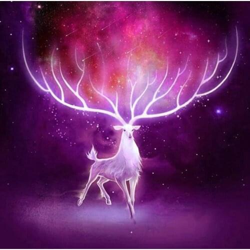 Art 5D Diy Diamond Painting Starry sky Deer Cross Stitch Round Diamond Mosaic Diamond Embroidery Needlework Home Decor