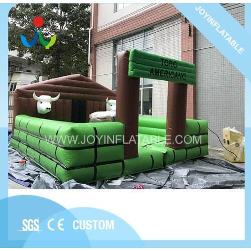 5X5M Auto & Manual Cow Riding Machine With Green Color Square Inflatable Bouncer Mattress Pad