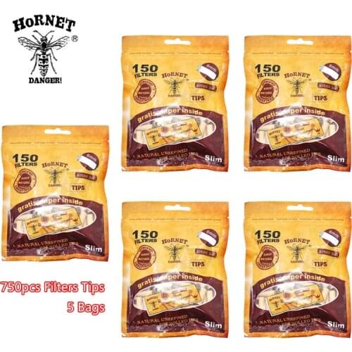 HORNET 750PCS Per Rolled Rolling Filter Tips 6mm Paper Natural Gum Slim Natural Unrefined Smoke Cigarette Filter Rolling Tips