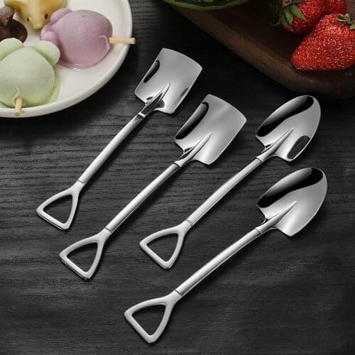 Outdoor Keychain Tool EDC Gadget Stainless Steel Spade Spoon Dessert Ice Cream Coffee Spoon Gift Camp Hike Picnic Accessory