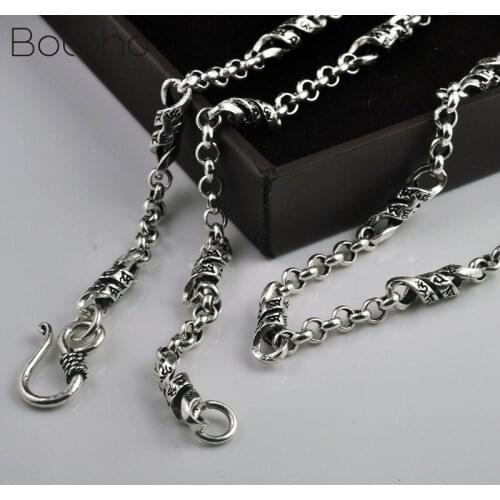 100%925 Sterling Silver color Chains Necklaces For Men Thai Silver color Mens Clavicular Chain Fashion Jewelry Birthday Gift