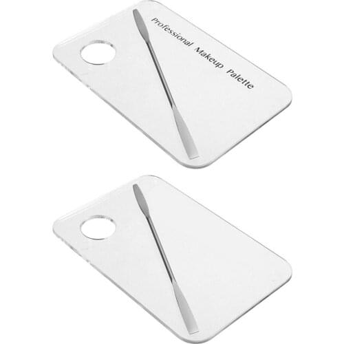 Makeup Palette Clear Acrylic Nail Stamping Plates Polish Gel Mixing Spatula Foundation Eyeshadow Stainless Steel Rod Manicure