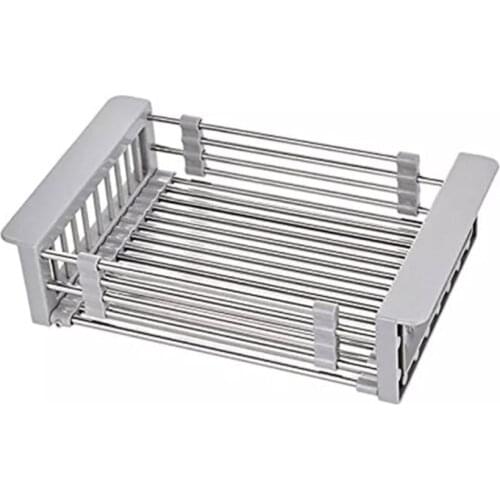 Stainless Steel Dish Drainer Adjustable Arms Holder Functional Kitchen Sink Organizer Vegetable Fruit Drying Dish Rack