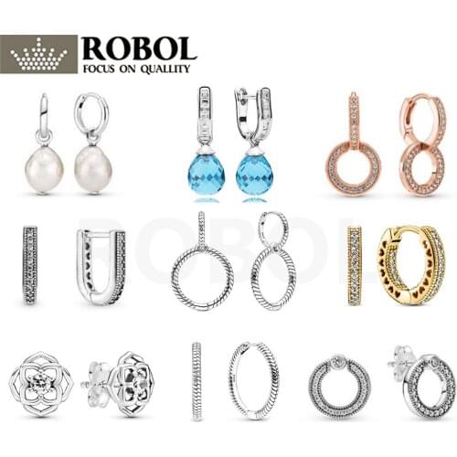 9 Original 925 Sterling Silver Light Multicolor Solitaire Huggie Hoop Heart Earrings with Original Logo Womens Jewelry Gifts