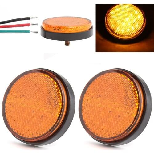 2pcs Rear Tail Brake Stop Marker Light Indicator Car Truck Trailer Round Reflector amber Yellow 12V