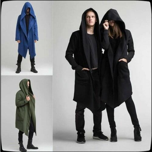 Unisex Medieval Renaissance Assassin Coat Hooded Cardigan Jacket Hoody Long Top