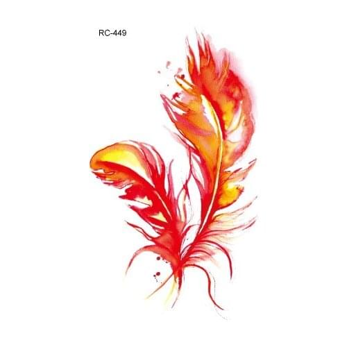 Waterproof Temporary Tattoo beautiful flaming feathers tatto stickers flash tatoo fake tattoos for girl women lady
