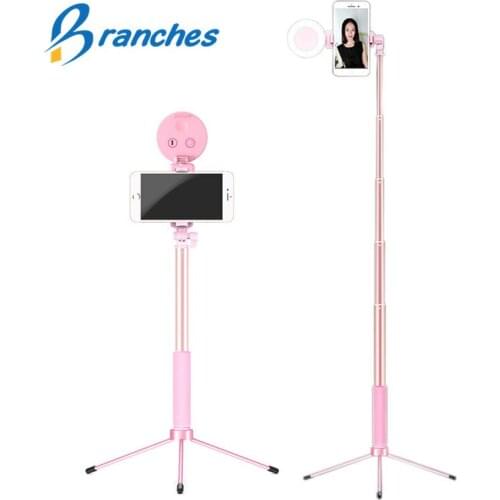 1.2m 1.7m Extendable live Tripod Selfie Stick LED Ring light Stand 4 in 1 With Monopod Phone Mount for iPhone Android SmartPhone