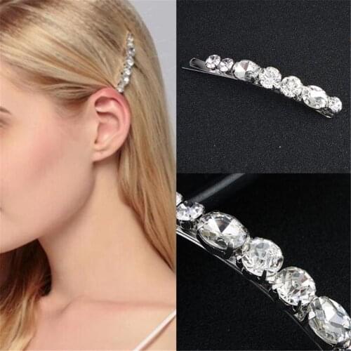 Crystal Diamante Barrette Bobby Pins Hair Clips Slides Grip Wedding Headdress