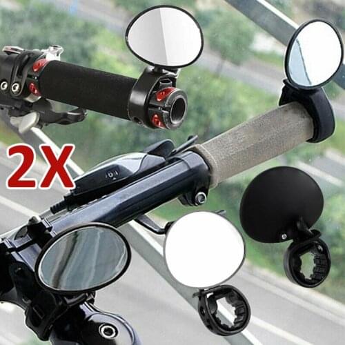 New Durable 2Pcs Rotate 360 Degrees Black Steering Mirror Set Adjustable Rearview Mirror For Bicycle Motorcycle E-Bike