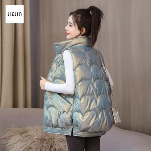 2021 New Womens Windproof Warm Waistcoat Autumn Winter Warm Cotton Drawstring Padded Puffer Vests Sleeveless Parkas Jacket