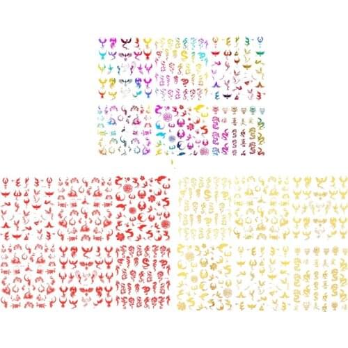 1Set/6Pcs Holographic Nail Art Stickers Adhesive Sliders DIY Nail Transfer Decals Foils Wraps Decorations