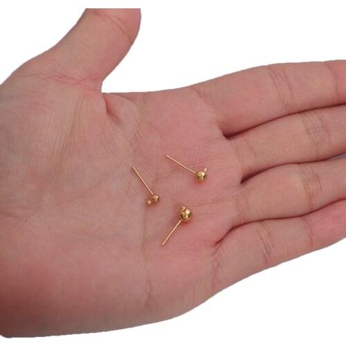 10Pcs 18K Gold Plated 3/4/5mm Stud Earrings 925Silver Pins Ball Needles for DIY Jewelry Making Accessories Findings Wholesale