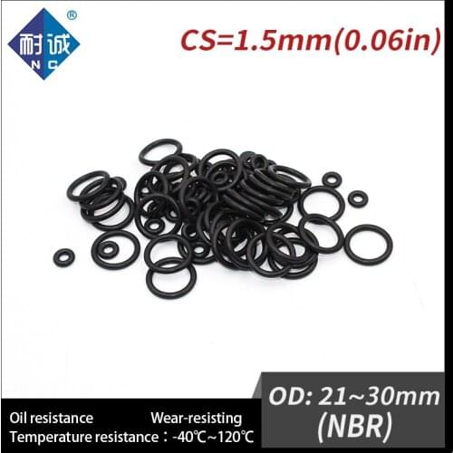 10PCS/lot free shipping Rubber Black NBR CS 1.5mm OD21/22/23/24/25/26/27/28/29/30mm O Ring Gasket Oil resistant waterproof