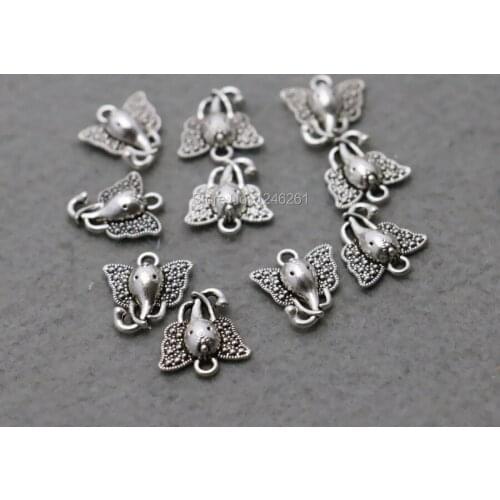 10PCS Elephant Pendant Hardware Metal Parts Fittings for DIY 15*17mm Machining Metal Parts Components Girl Findings Silver-plate