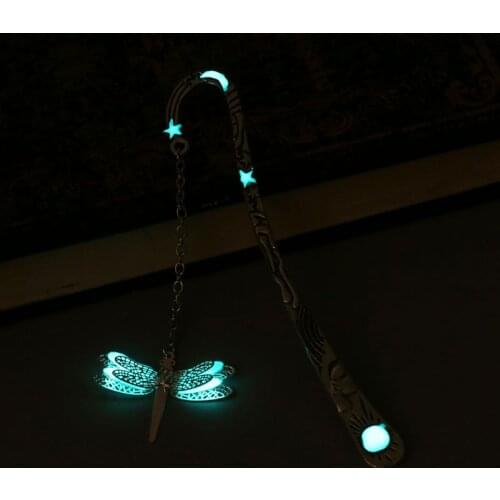 12.5cm Glow In The Dark Luminous Book Marker Creative Dragonfly Bookmark Label School Office Stationery-bookmark
