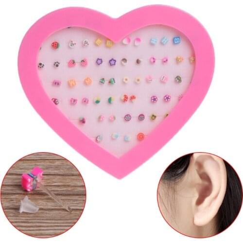 36 Pairs Stud Earrings Mini Polymer Clay Cute Fruit Handmade Gift For Girl Women
